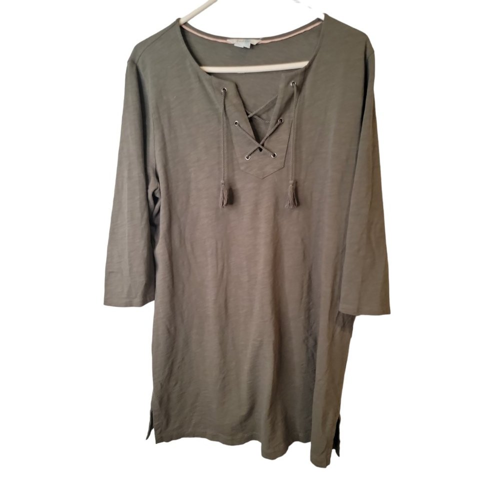 Boden Size 12 US Womens Tunic Dress Green 3/4 Sleeve Cross Tie WO039. Exc Cond.